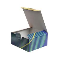 13,5x13,5x6,5 cm Desenli Kutu Turuncu Sarı Yeşil