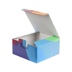 13,5x13,5x6,5 cm Desenli Kutu Mavi Bordo Turuncu