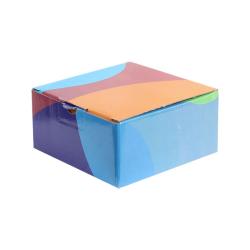 13,5x13,5x6,5 cm Desenli Kutu Mavi Bordo Turuncu